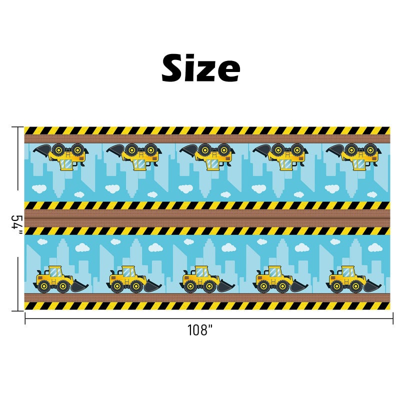 WERNNSAI 2 PCS Construction Table Cloth - Construction Birthday Party Supplies Plastic Dump Truck Tablecloth Excavator Table Cover Tables Decorations Favors 54'' x 108'' - Image 4